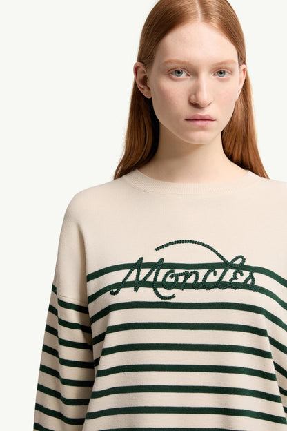Moncler Striped Wool Sweater White & Green White & Green
