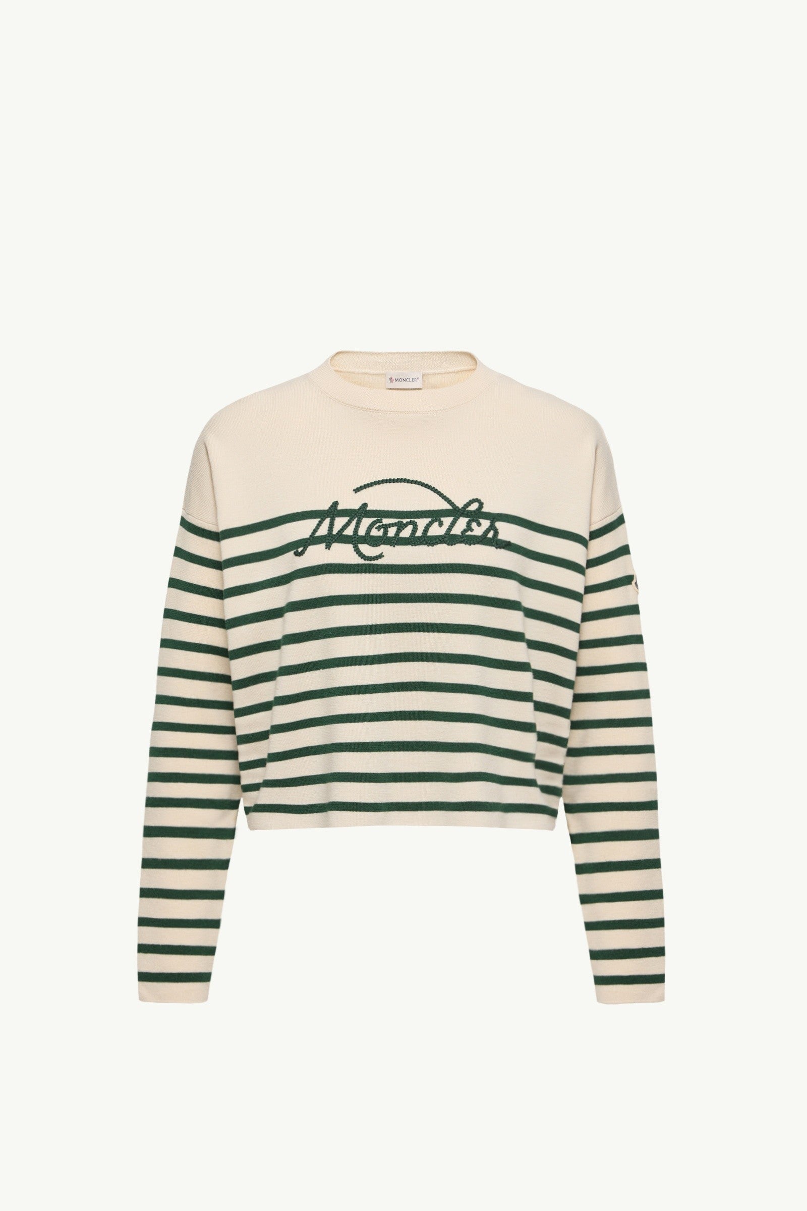 Moncler Striped Wool Sweater White & Green White & Green