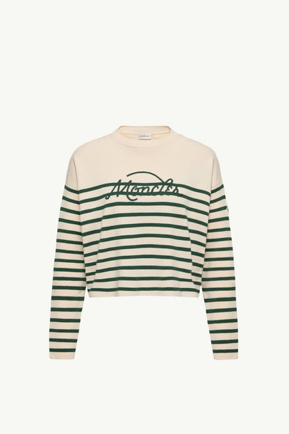 Moncler Striped Wool Sweater White & Green White & Green