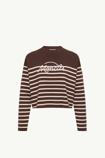 Moncler Striped Wool Sweater Brown Brown