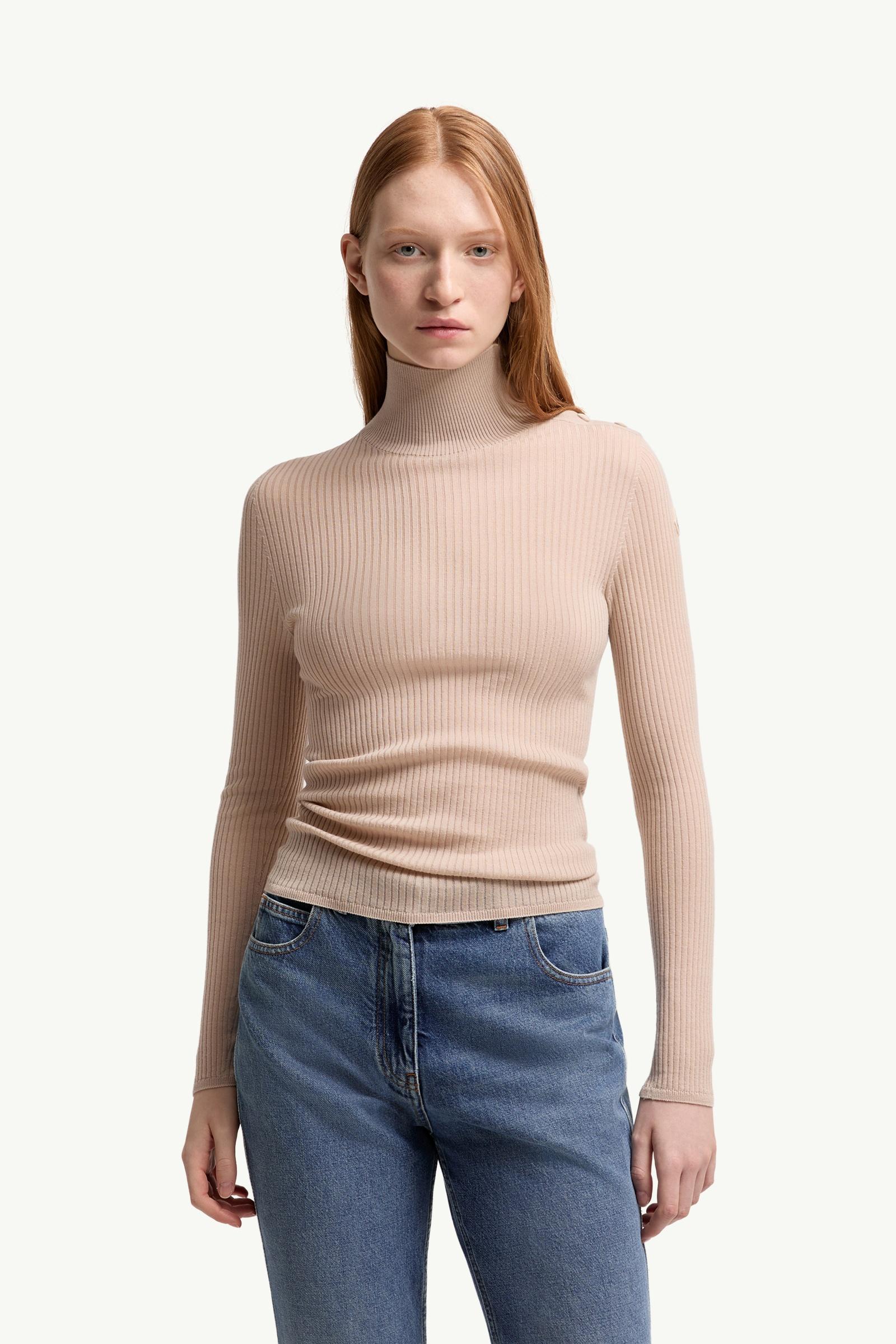 Moncler Textured Wool Sweater Light Beige Light Beige