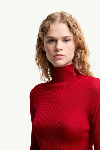 Moncler Textured Wool Sweater Red Red