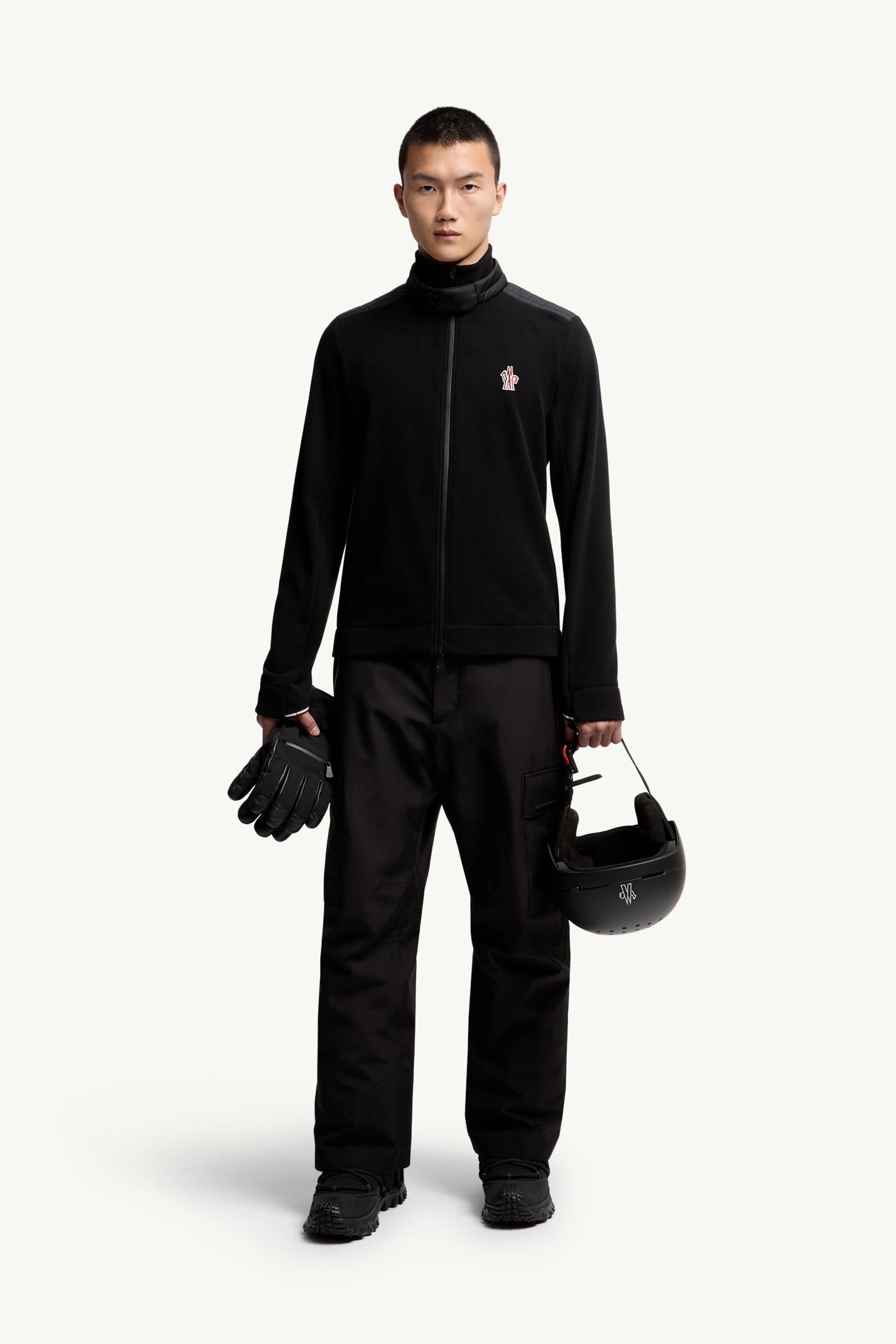 Moncler Zip-Up Turtleneck Sweatshirt Black Black