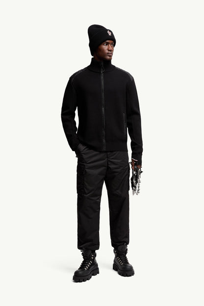 Moncler Wool Blend Padded Zip-Up Cardigan Black Black