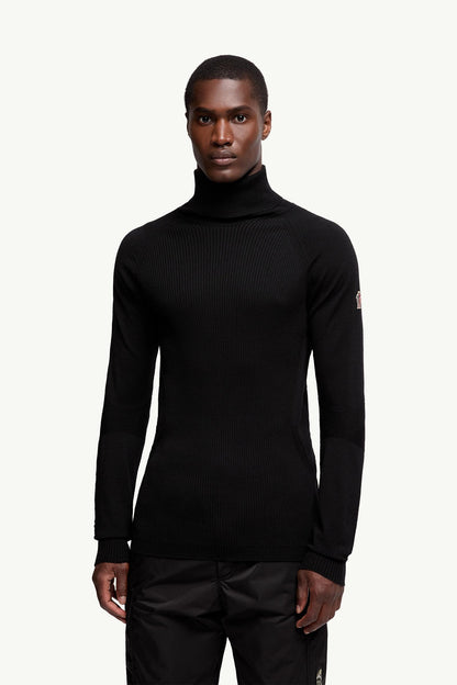 Moncler Wool Blend Turtleneck Sweater Black Black