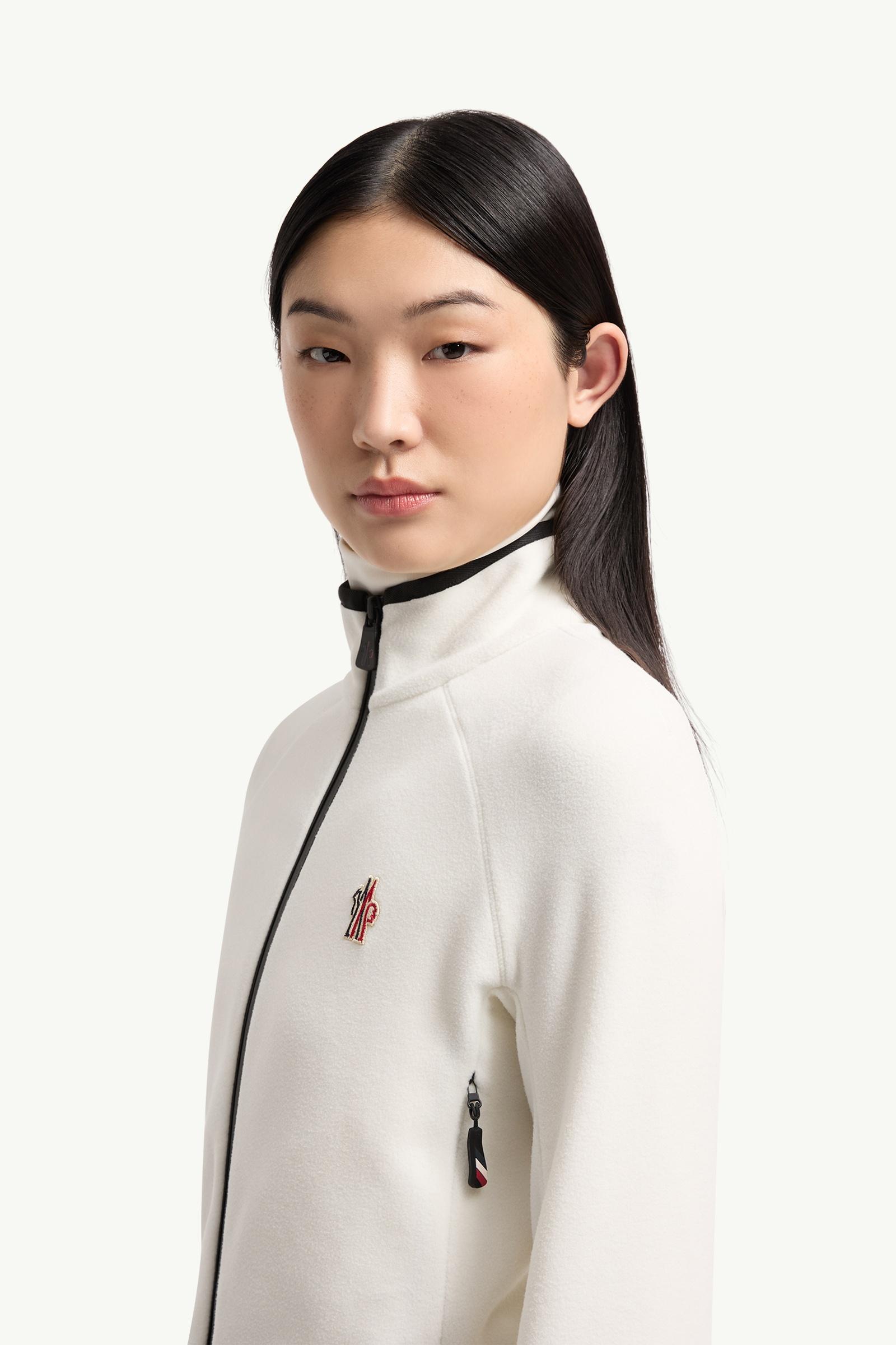 Moncler Fleece Zip-Up Sweatshirt White White