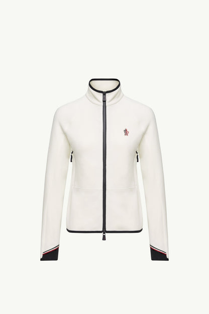 Moncler Fleece Zip-Up Sweatshirt White White
