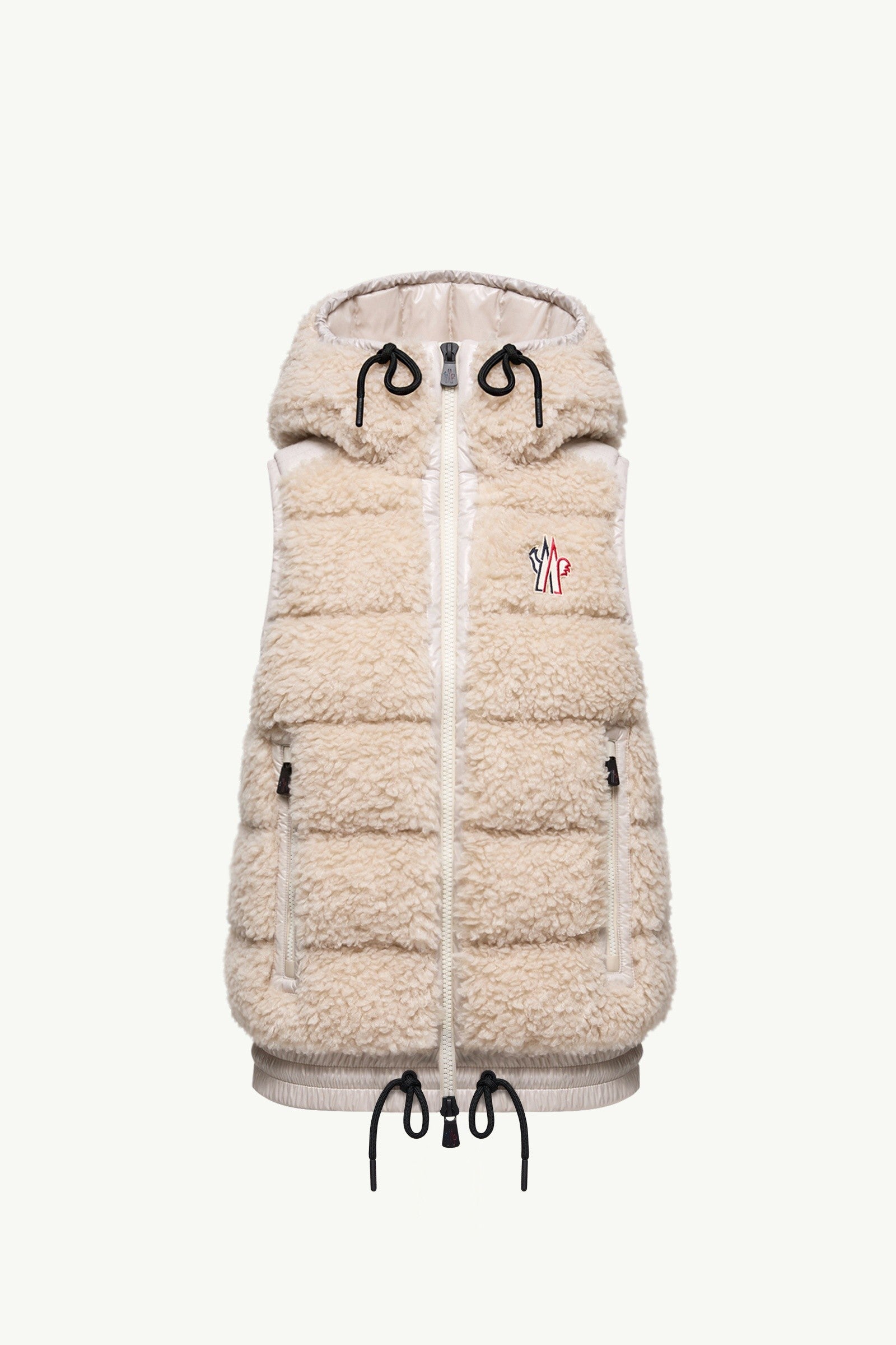 Moncler Teddy Hooded Insulated Vest Light Beige Light Beige