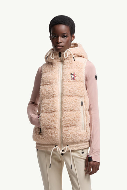 Moncler Teddy Hooded Insulated Vest Pink Pink