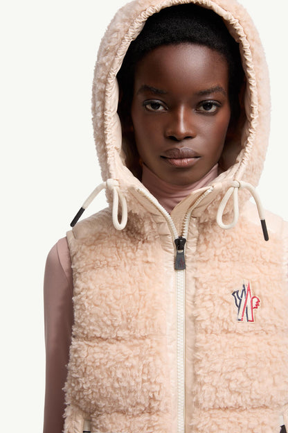 Moncler Teddy Hooded Insulated Vest Pink Pink