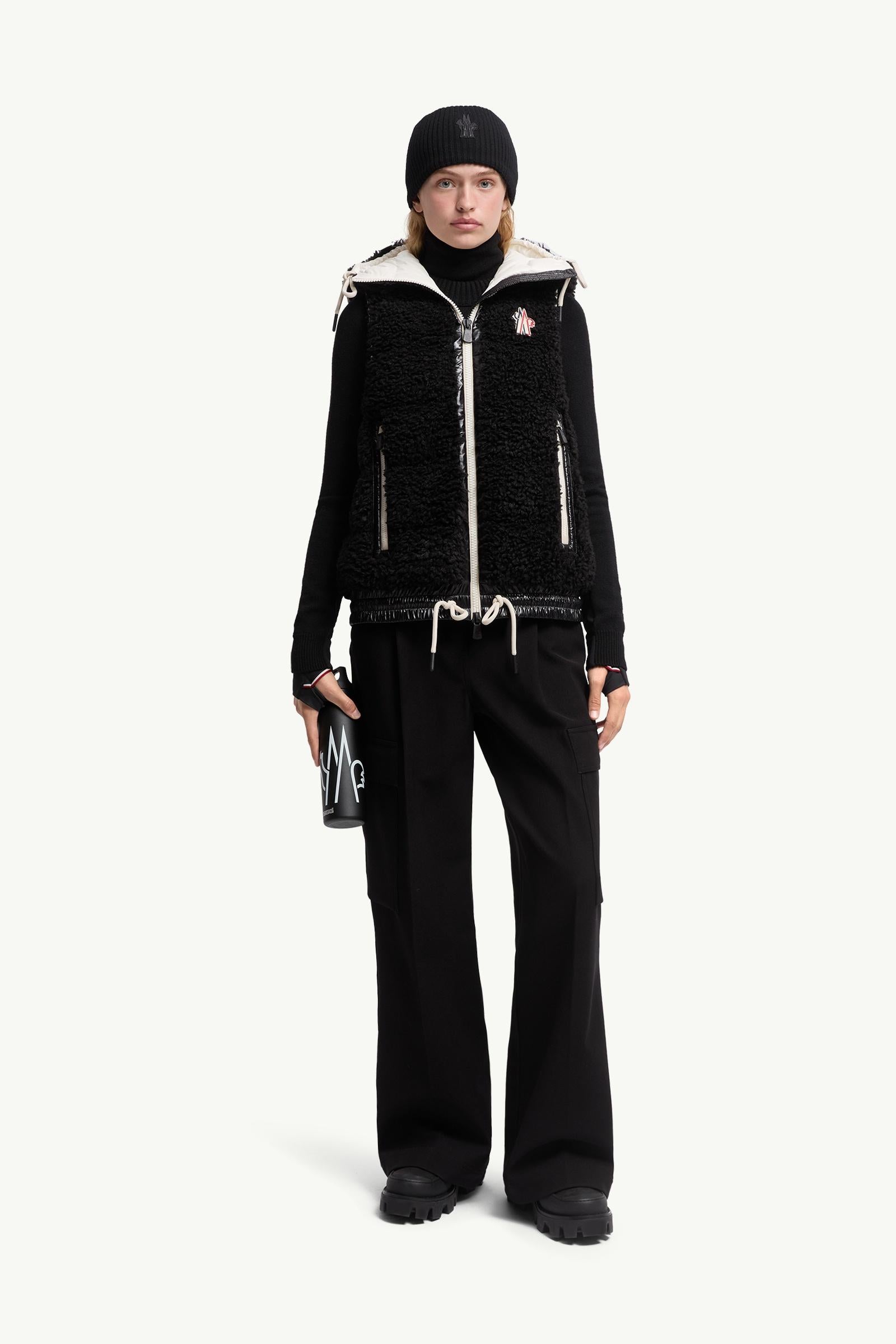 Moncler Teddy Hooded Insulated Vest Black Black