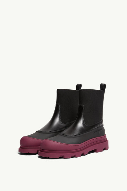 Moncler Vera Edge Leather Ankle Boots Black