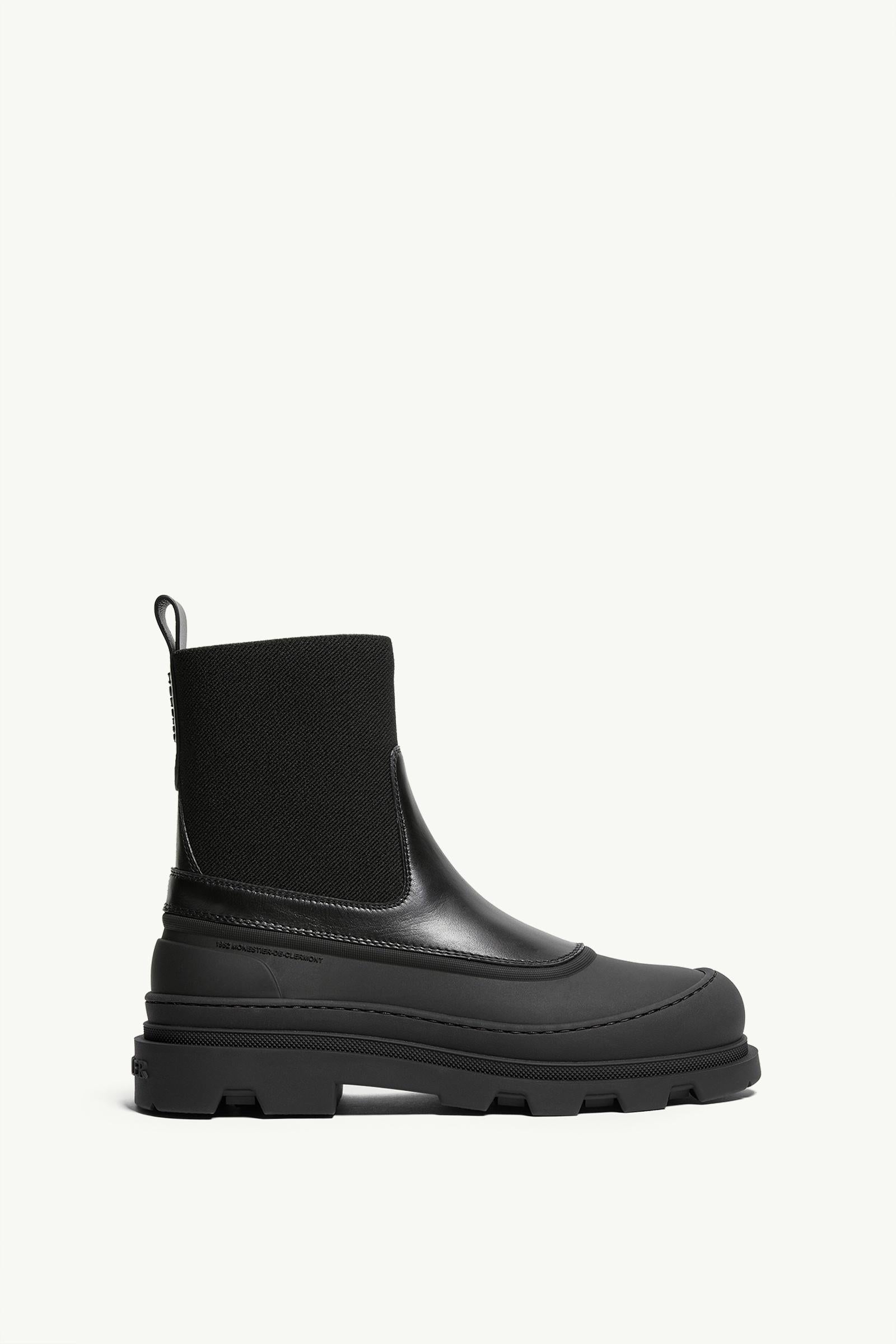Moncler Vera Edge Leather Ankle Boots Black