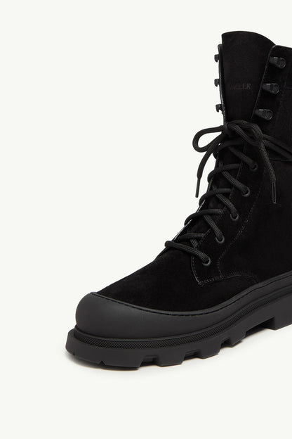 Moncler Vera High Suede Lace-Up Boots Black