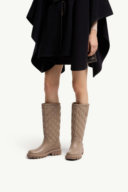 Moncler Kickstream High Rain Boots Grey   Beige