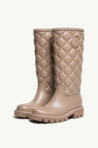 Moncler Kickstream High Rain Boots Grey   Beige