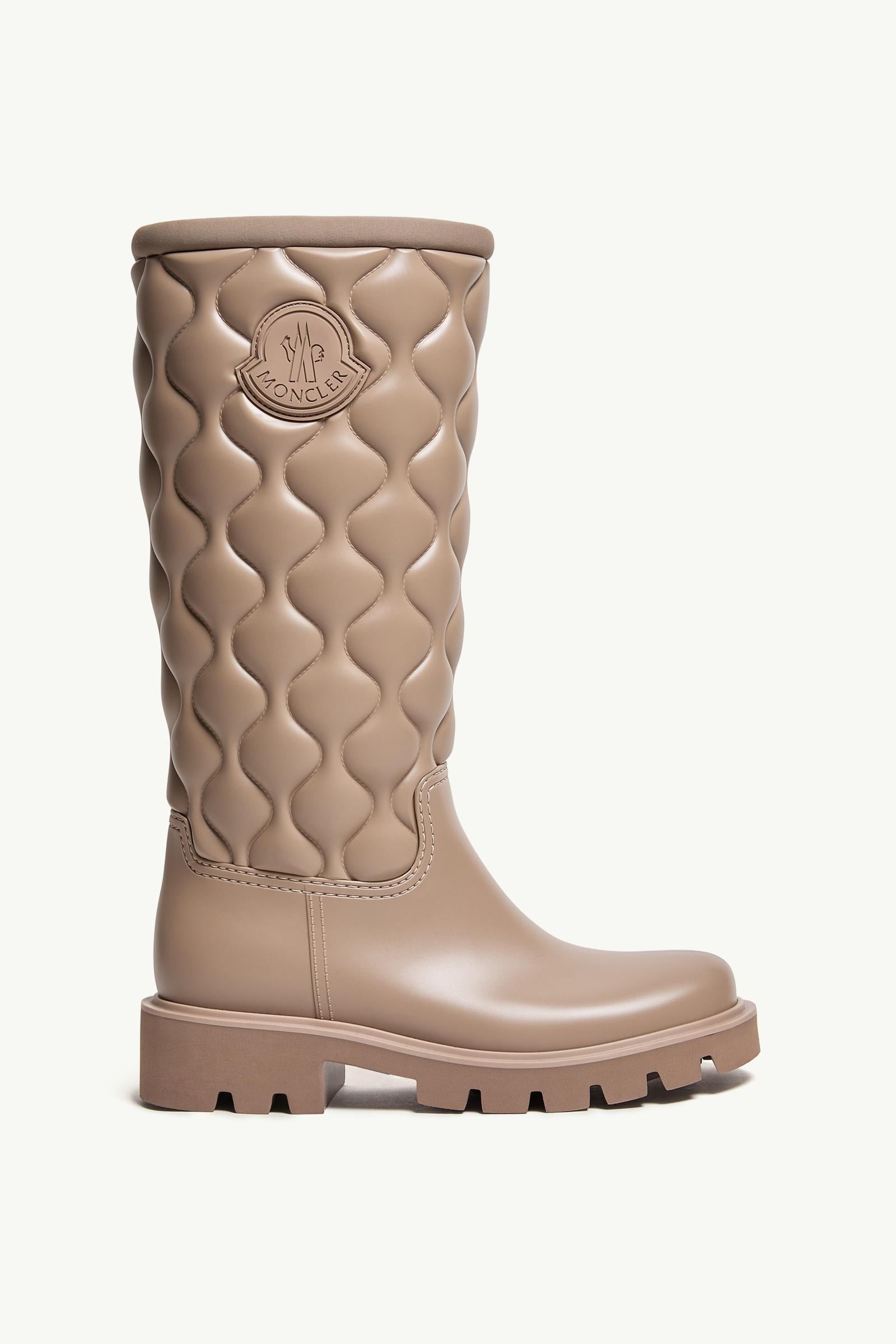 Moncler Kickstream High Rain Boots Grey   Beige