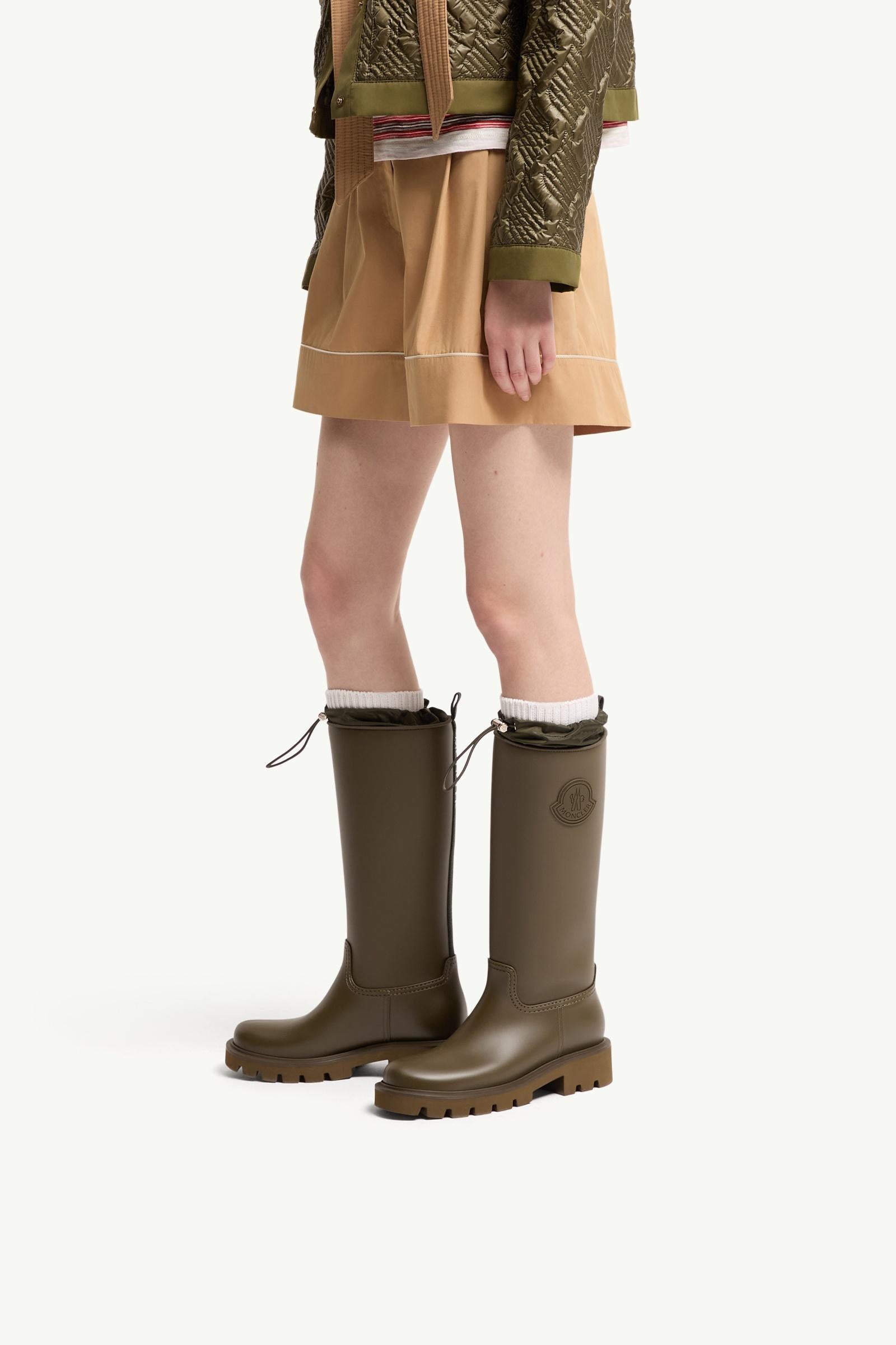Moncler Kickstream High Rain Boots Olive Green