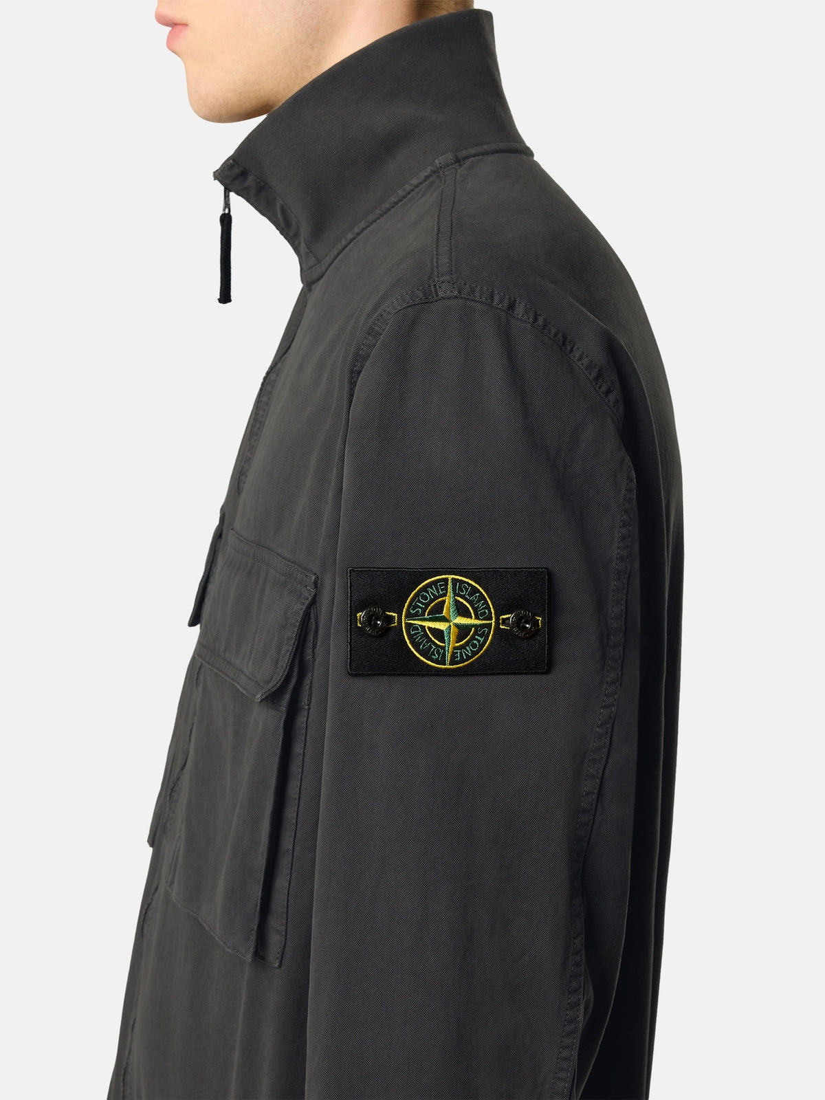 Stone Island Comfort-Fit Zip-Up Overshirt with Stand Collar 1200024