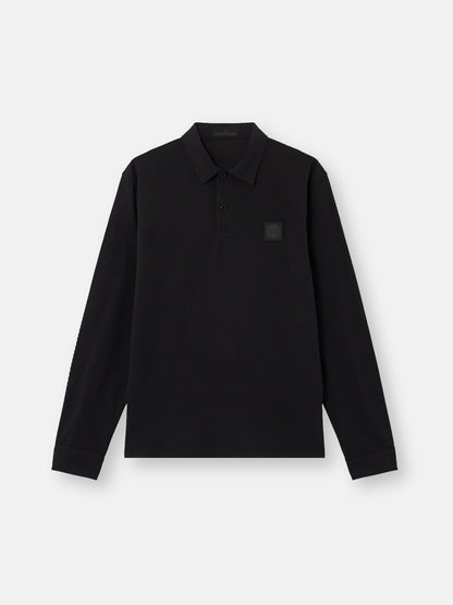Stone Island Slim-Fit Long-Sleeve Polo Shirt with Tonal Compass Patch 2200005