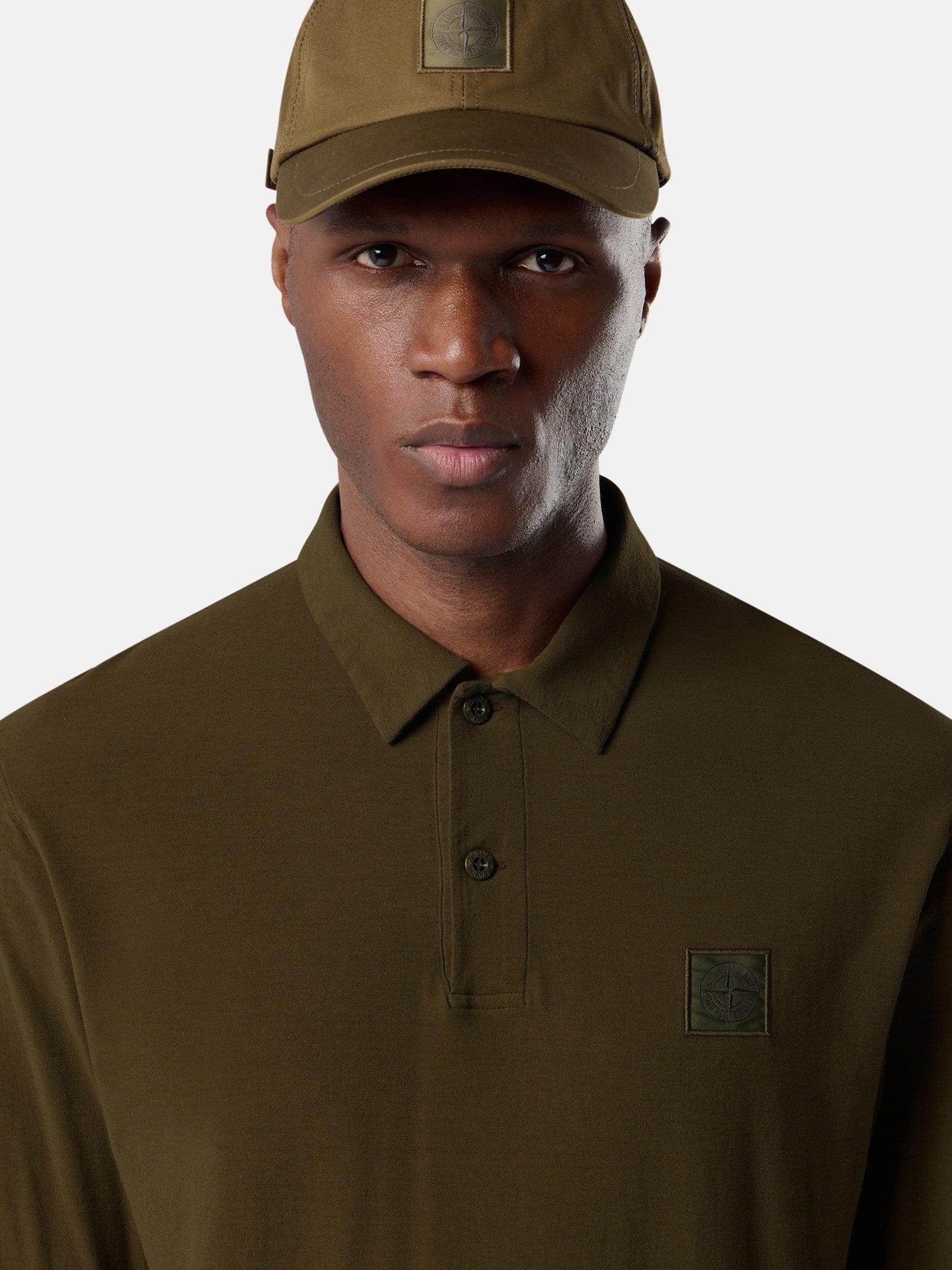 Stone Island Slim-Fit Long-Sleeve Polo Shirt with Tonal Compass Patch 2200005