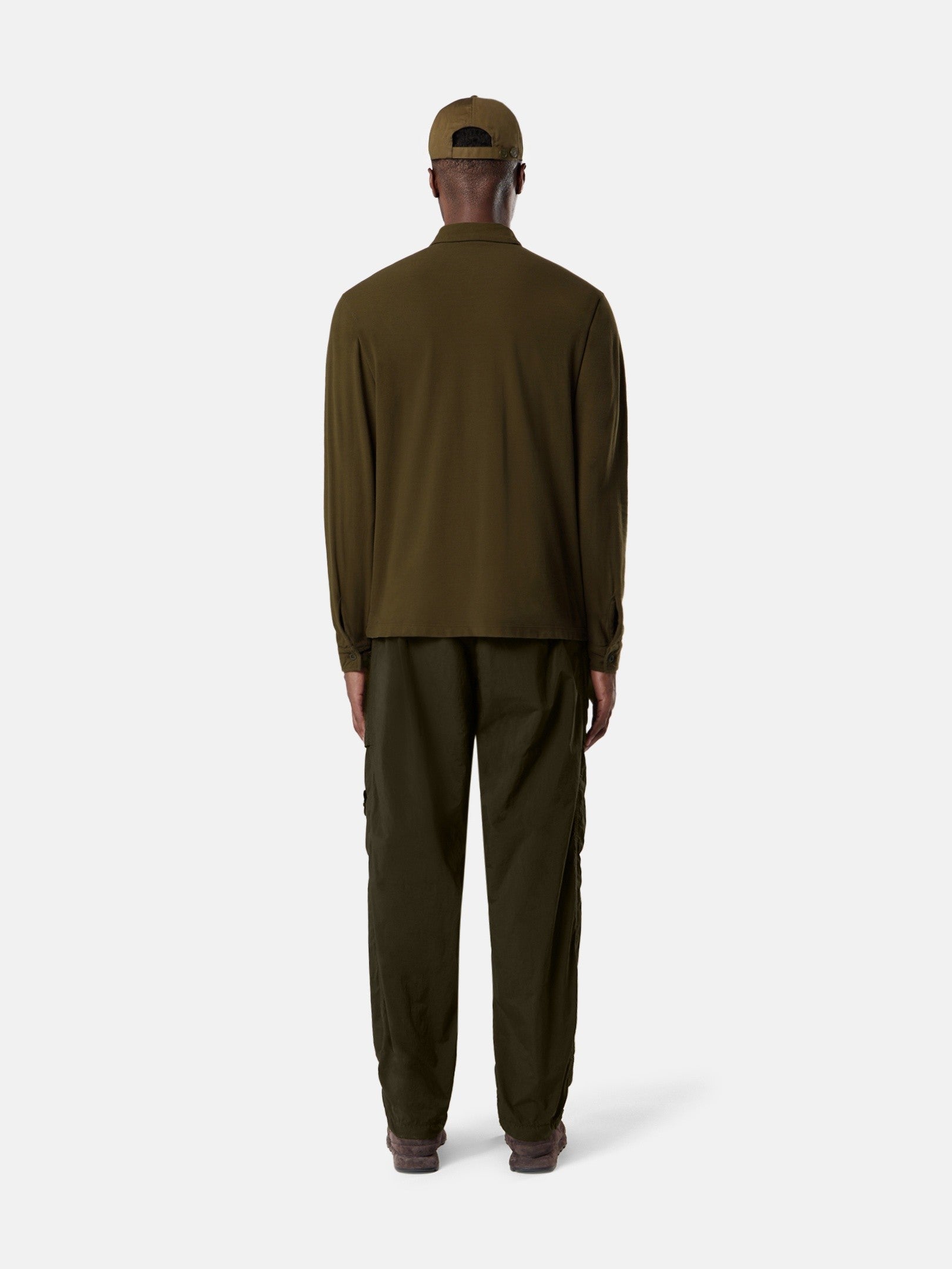Stone Island Slim-Fit Long-Sleeve Polo Shirt with Tonal Compass Patch 2200005