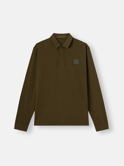 Stone Island Slim-Fit Long-Sleeve Polo Shirt with Tonal Compass Patch 2200005