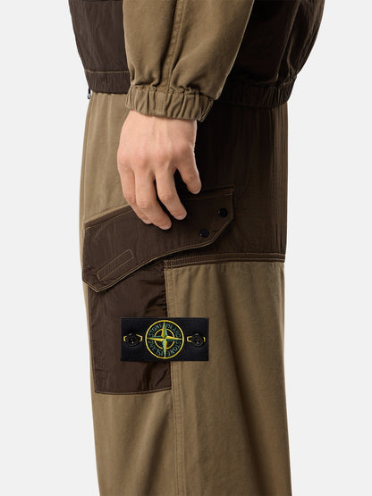 Stone Island Loose-Fit Trousers with Contrast Fabric Panels and Elastic Waist 3100060