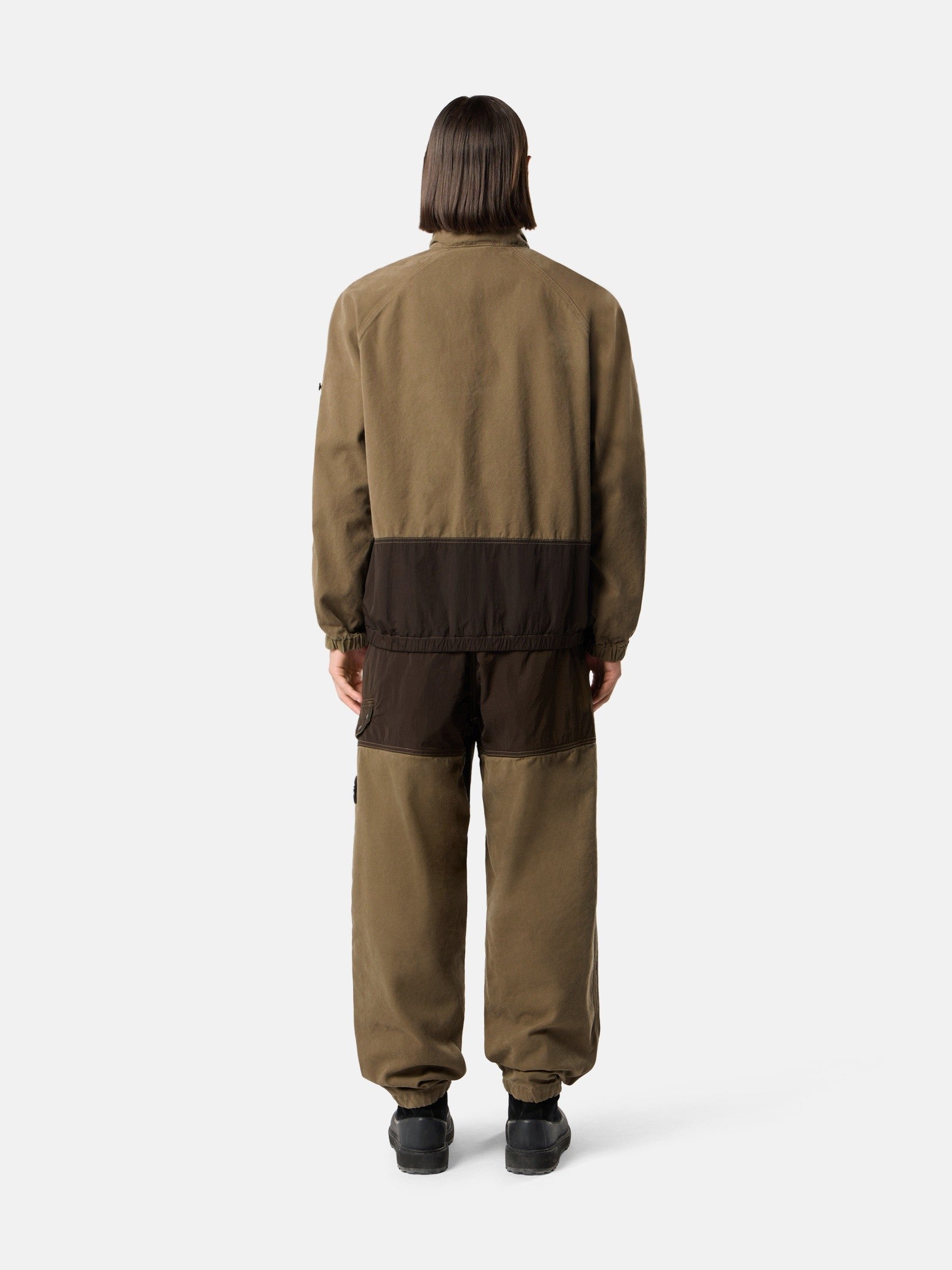 Stone Island Loose-Fit Trousers with Contrast Fabric Panels and Elastic Waist 3100060
