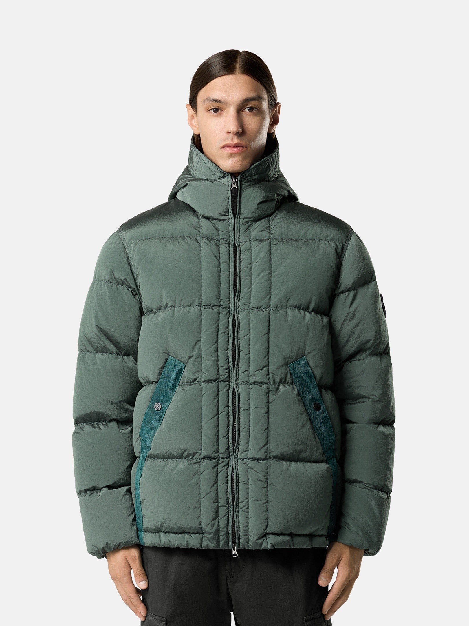 Stone Island Hooded Down Jacket with Drawcord Hem 4100019