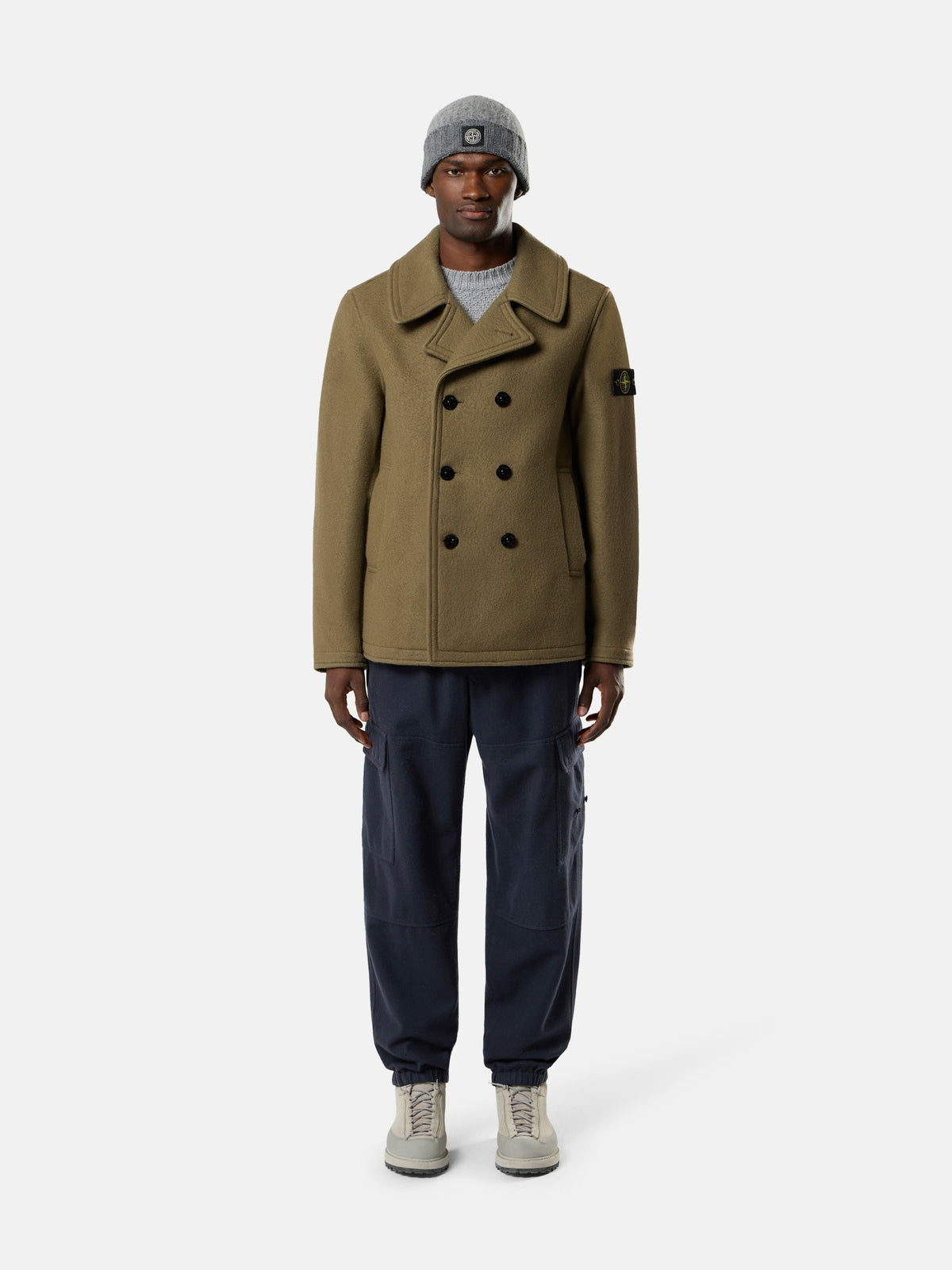 Stone Island Peacoat With Double-Breasted Closure 4100040