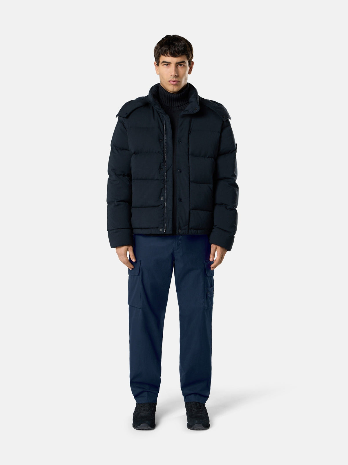 Stone Island Stand Collar Down Jacket With Detachable Hood And Anti-Drop 4100063
