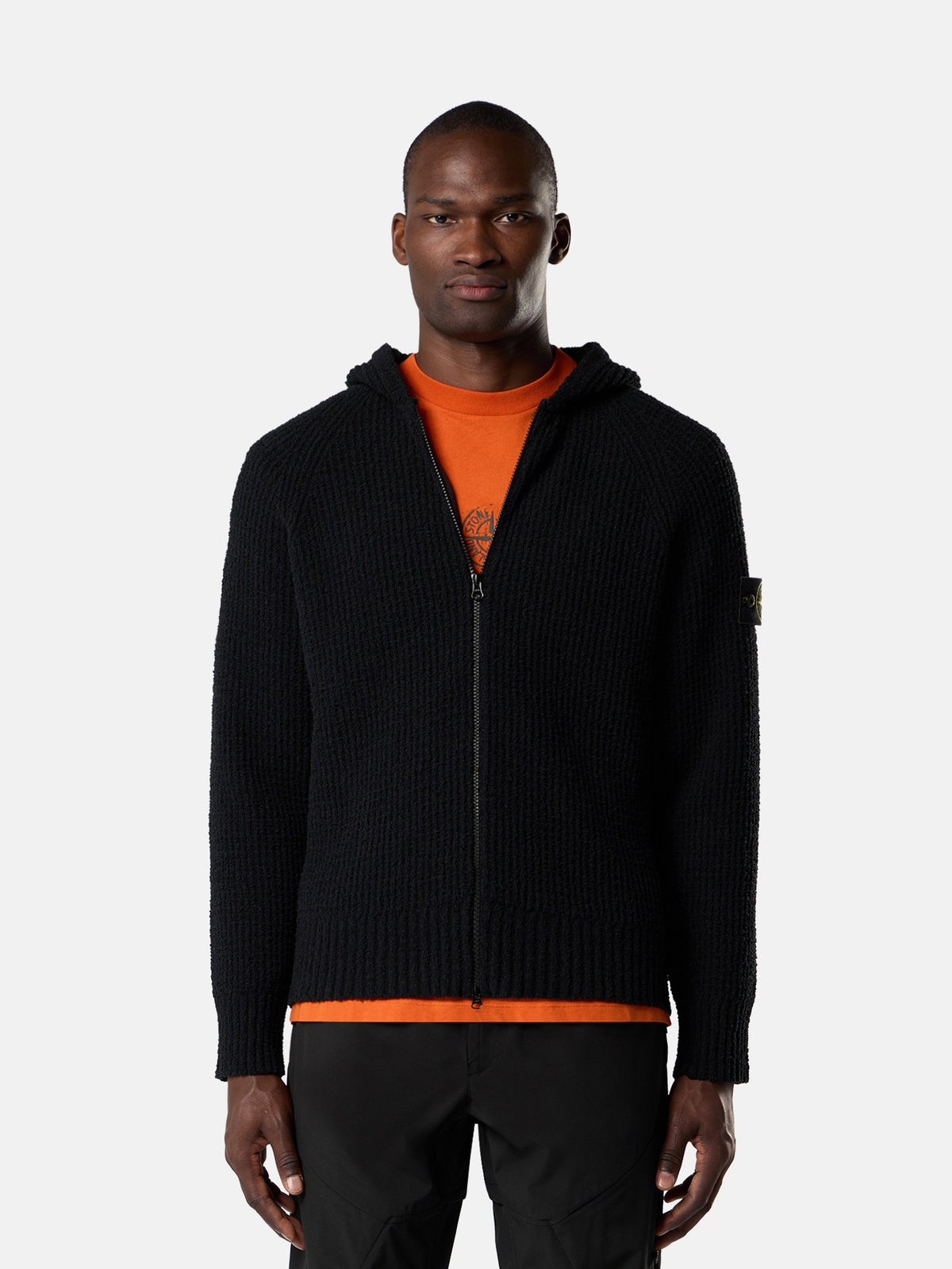 Stone Island Loose-Fit Hooded Zip-Up Jumper with Raglan Sleeves 5100005