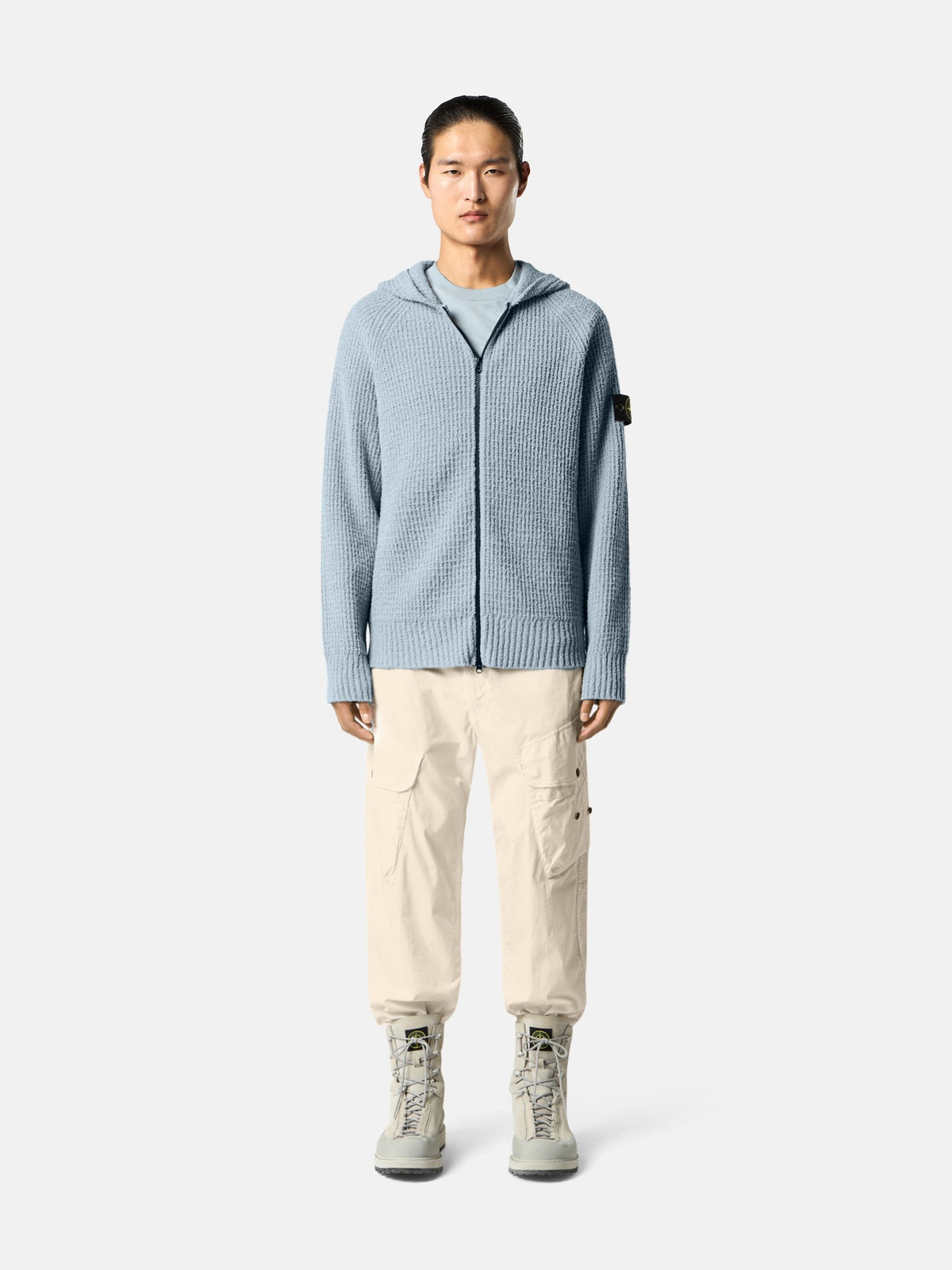 Stone Island Loose-Fit Hooded Zip-Up Jumper with Raglan Sleeves 5100005