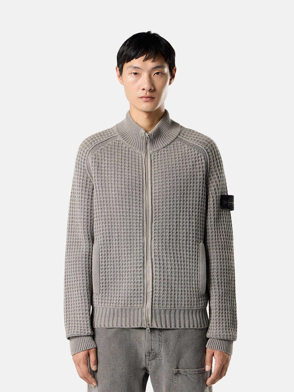 Stone Island Loose-Fit Zip-Up Jumper with Stand Collar 5100034