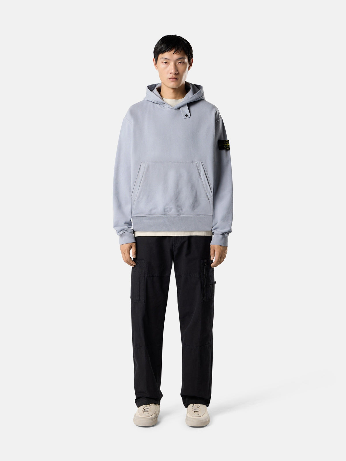 Stone Island Oversized-Fit Zip-Up Hooded Sweatshirt with Pouch Pocket 6100023