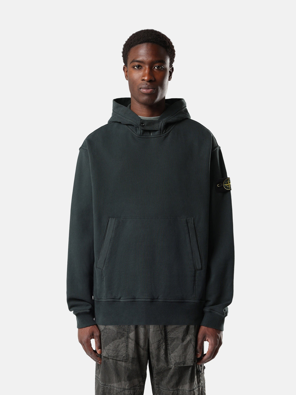 Stone Island Oversized-Fit Zip-Up Hooded Sweatshirt with Pouch Pocket 6100023