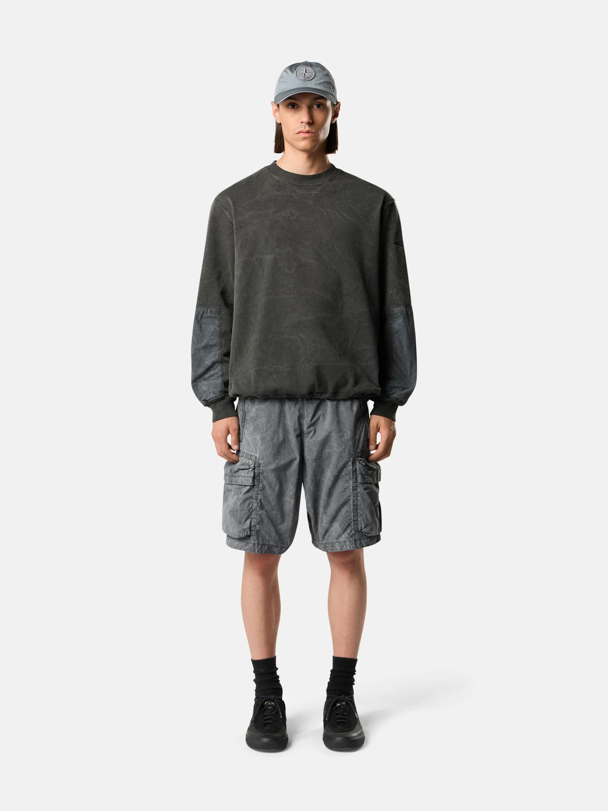 Stone Island Oversized-Fit Crewneck Sweatshirt with Contrast Fabric Panels 6100033