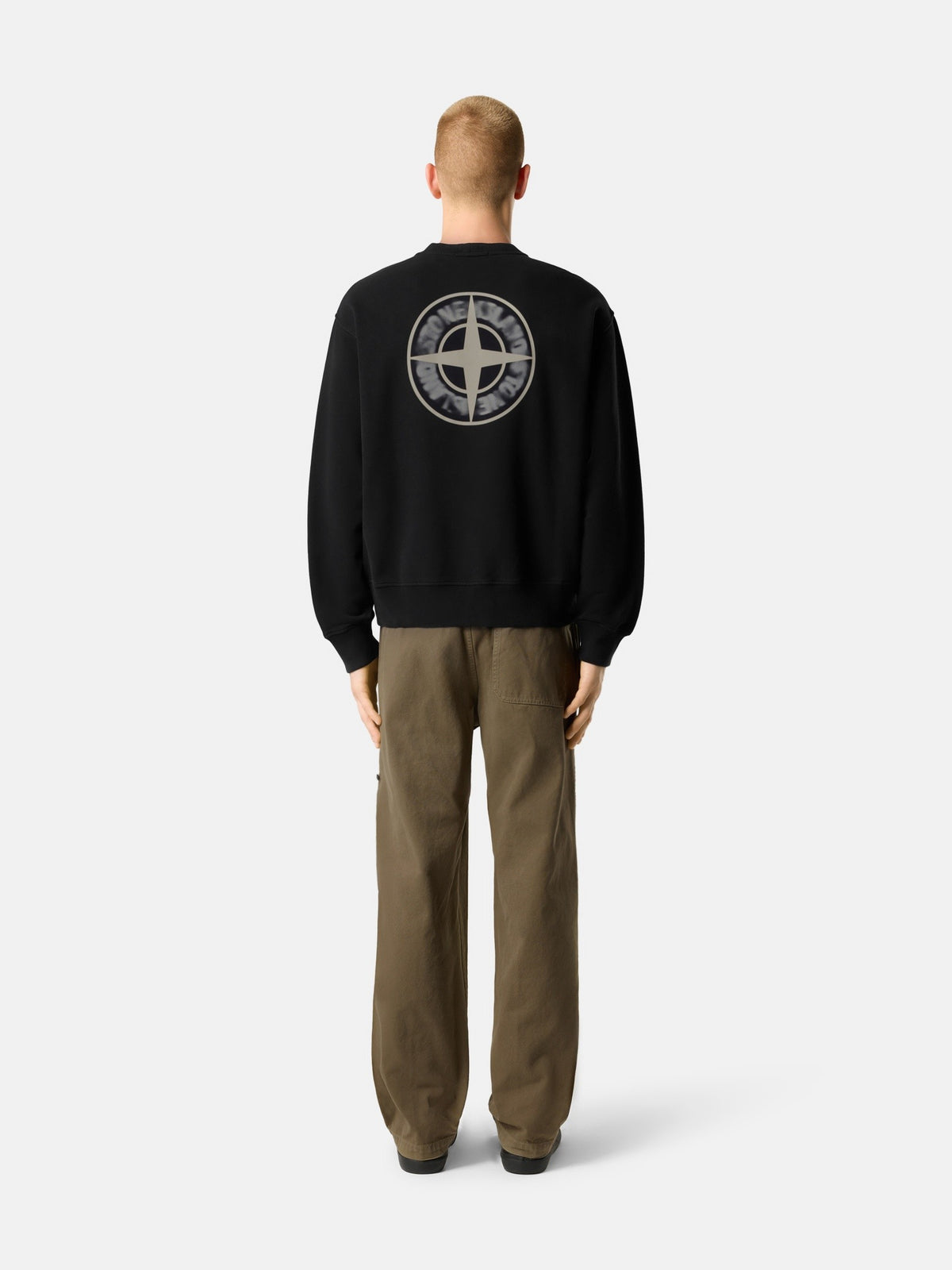 Stone Island Oversized-Fit Crewneck Sweatshirt with 'blurred Compass' Print 6100039