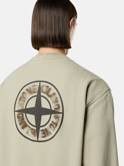 Stone Island Oversized-Fit Crewneck Sweatshirt with 'blurred Compass' Print 6100039