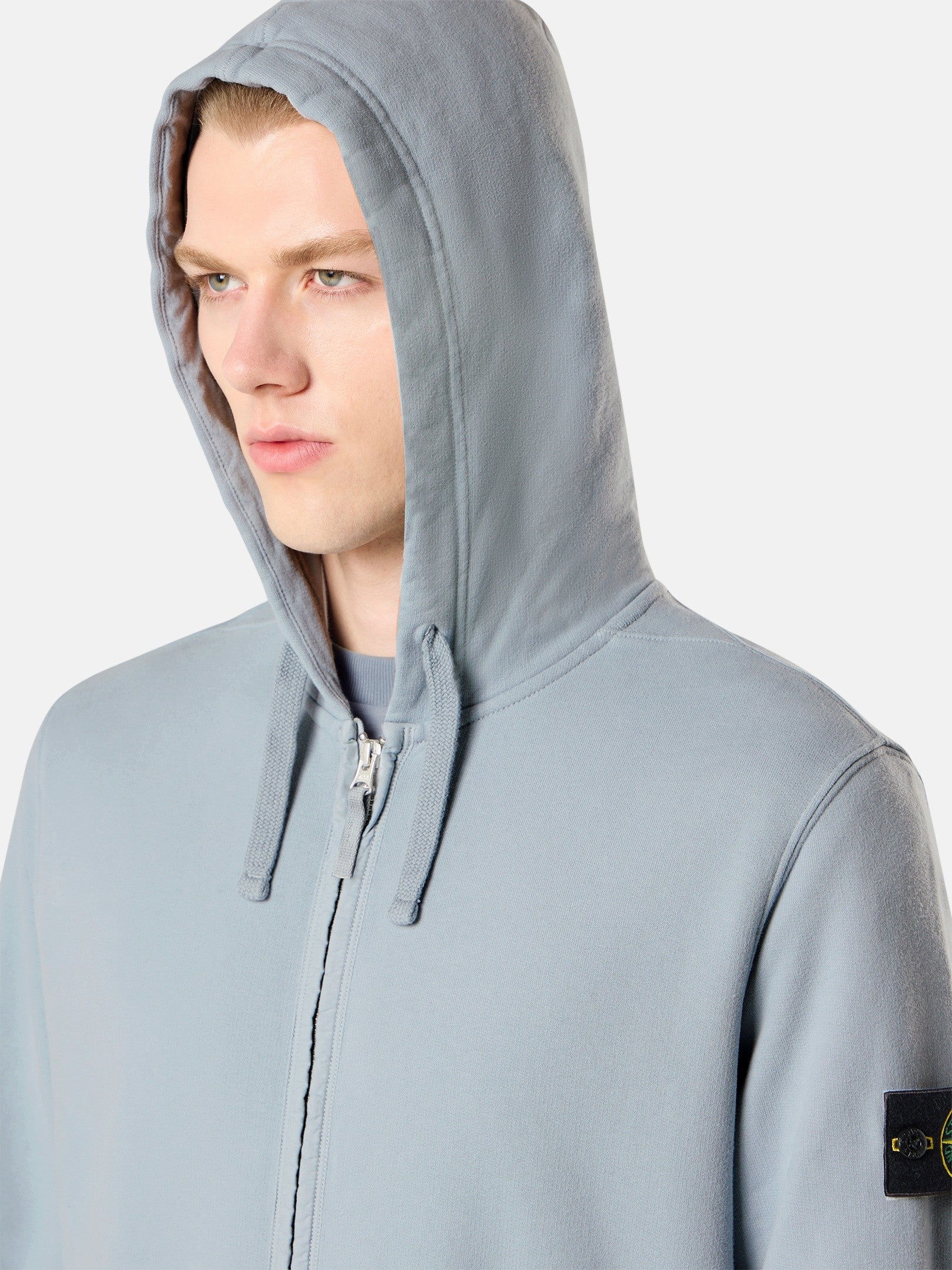 Stone Island Regular-Fit Zip-Up Hooded Sweatshirt with Ribbed Inserts 6100067