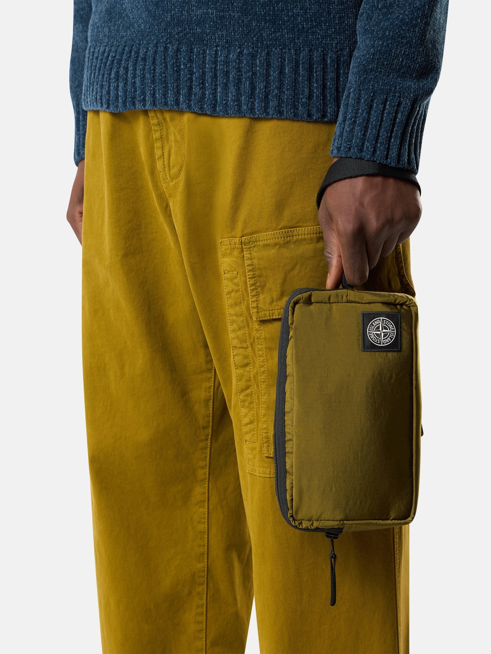 Stone Island Wrist Pouch with Internal Pockets and Zip Closure 9200019