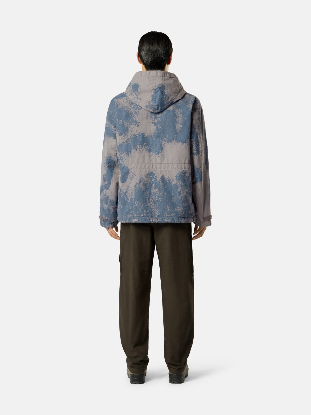 Stone Island Padded Short Parka with Hand-Painted Finish and Anti-Drop Q100031
