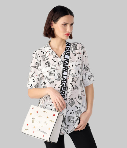 KarlLagerfeld Maybelle duo top handle satchel multi/white