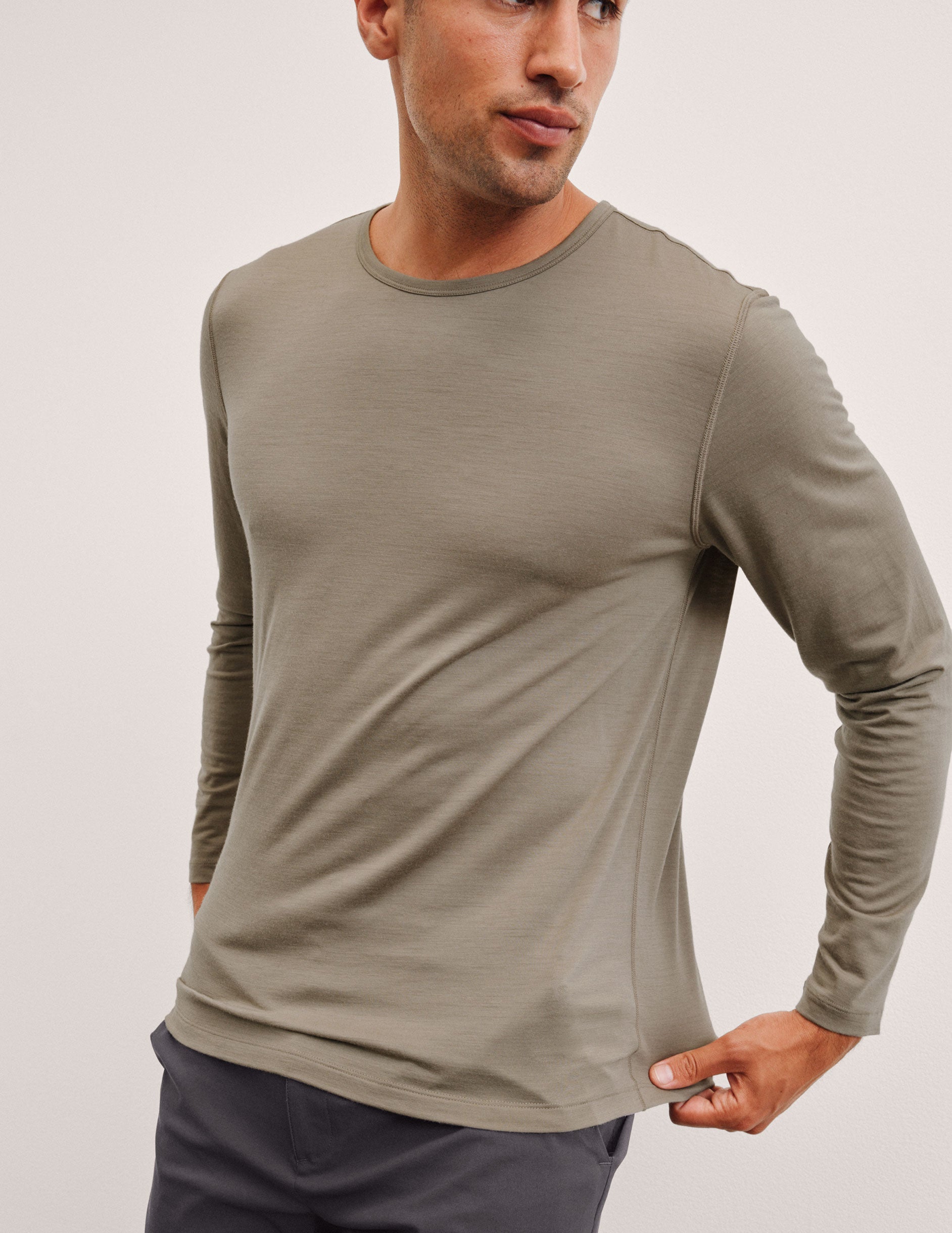 Beyond Yoga Merino Wool Mens Long Sleeve Crew