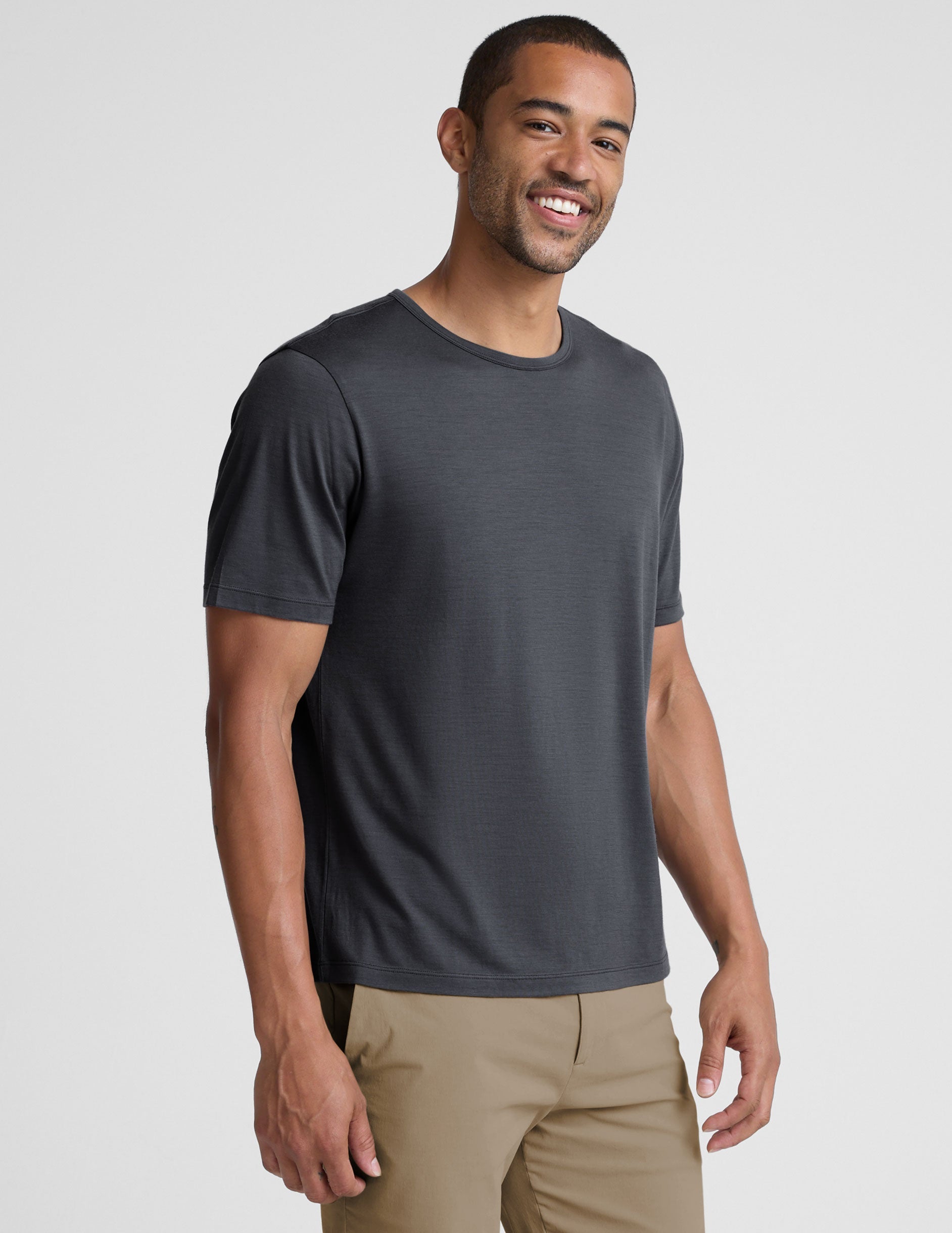 Beyond Yoga Merino Wool Mens Short Sleeve Crew