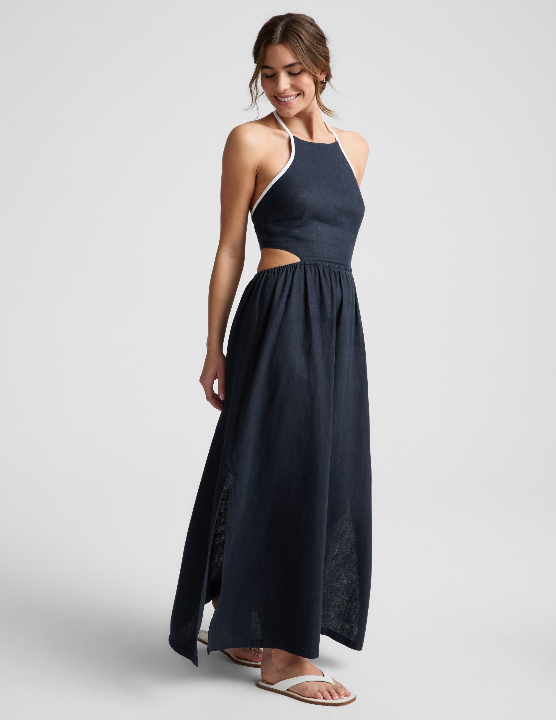 Beyond Yoga SoftWash Linen Halter Dress Women's