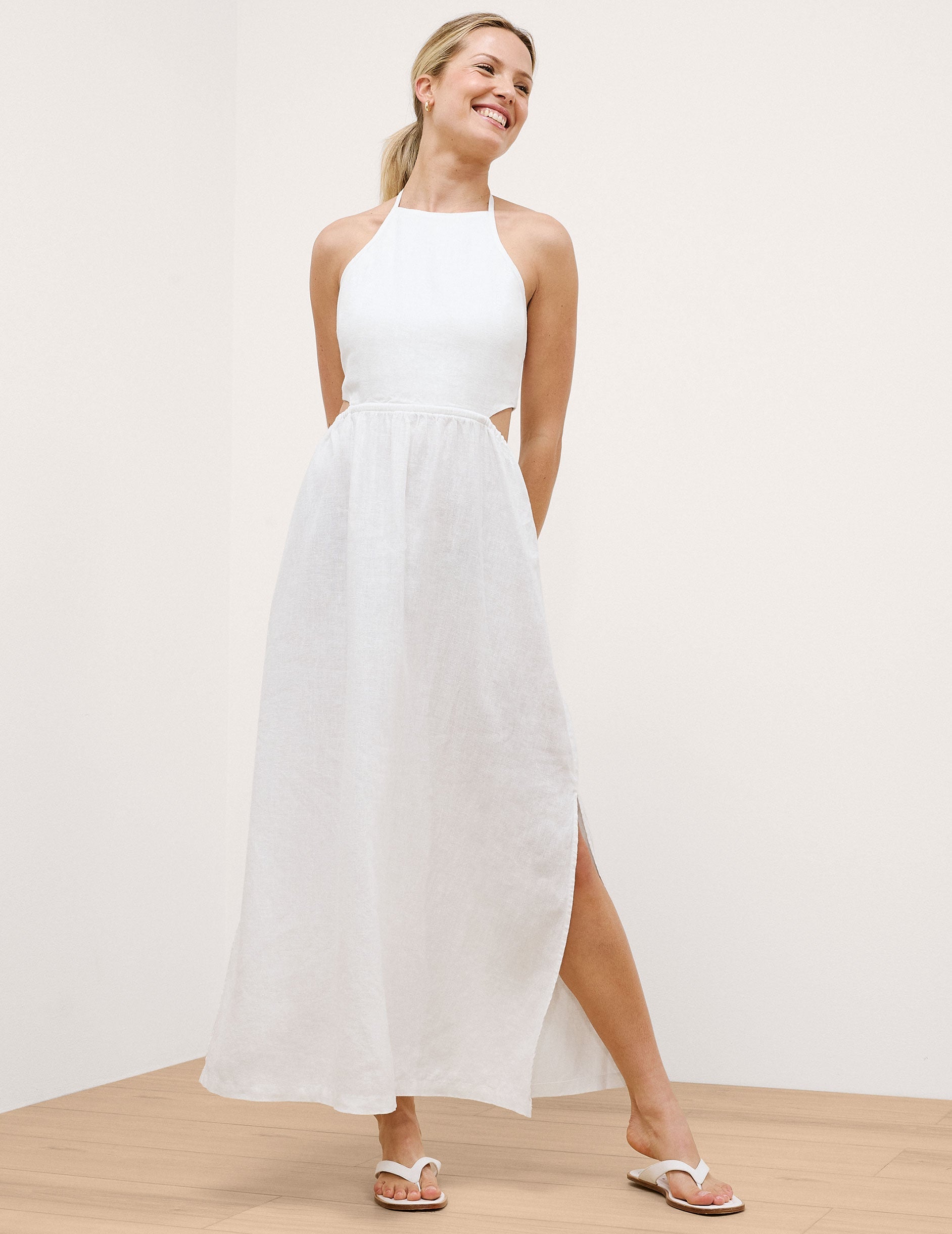 Beyond Yoga SoftWash Linen Halter Dress Women's