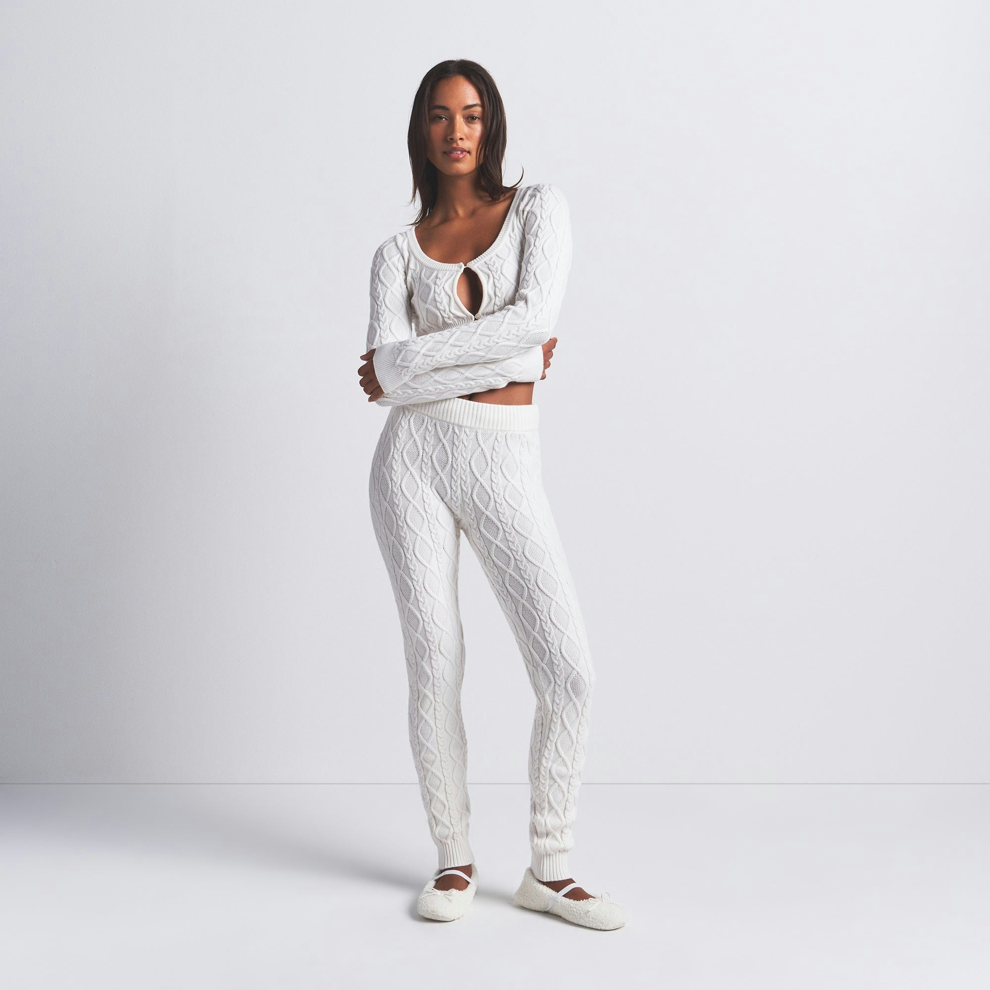 Skims Sweater Knits Cable Knit Legging Ivory