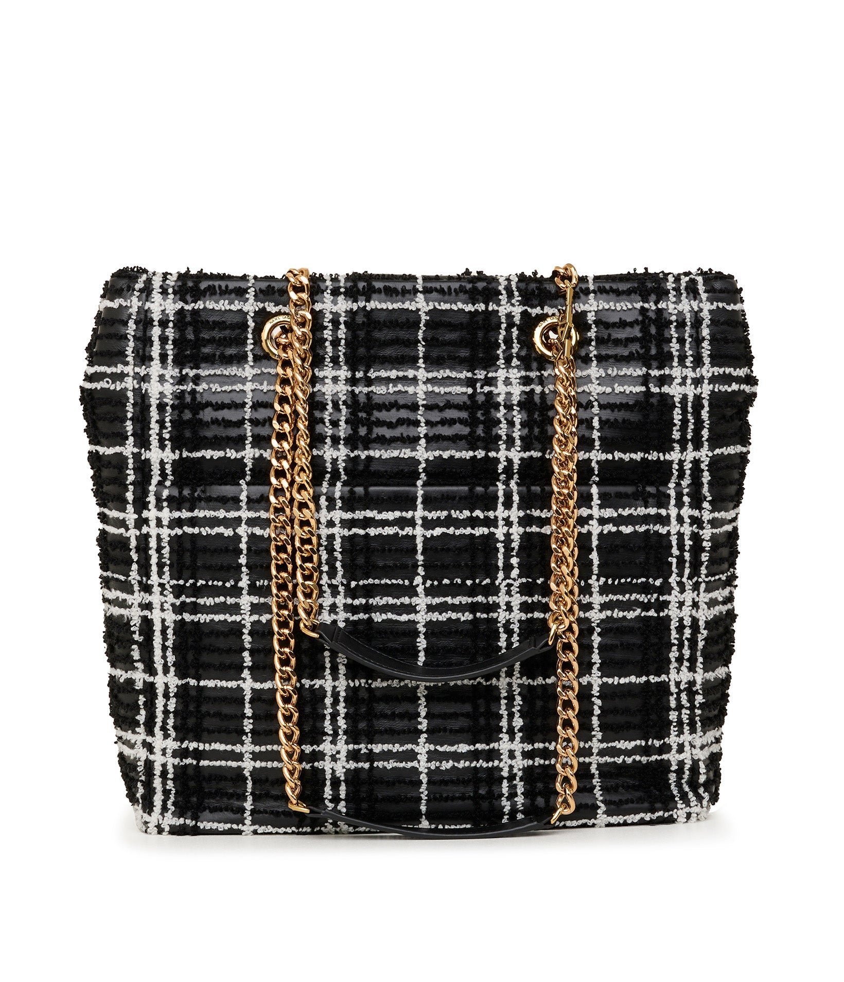 LAFAYETTE CHENILLE PLAID TOTE Black/White Black/White